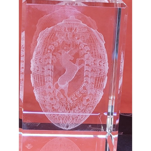 Faberge Crystal Glass Horse Inside Egg 3D Paperweight Laser Etched Israel Made - Picture 2 of 10